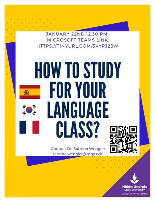 How to Study for Your Language Class event flyer.